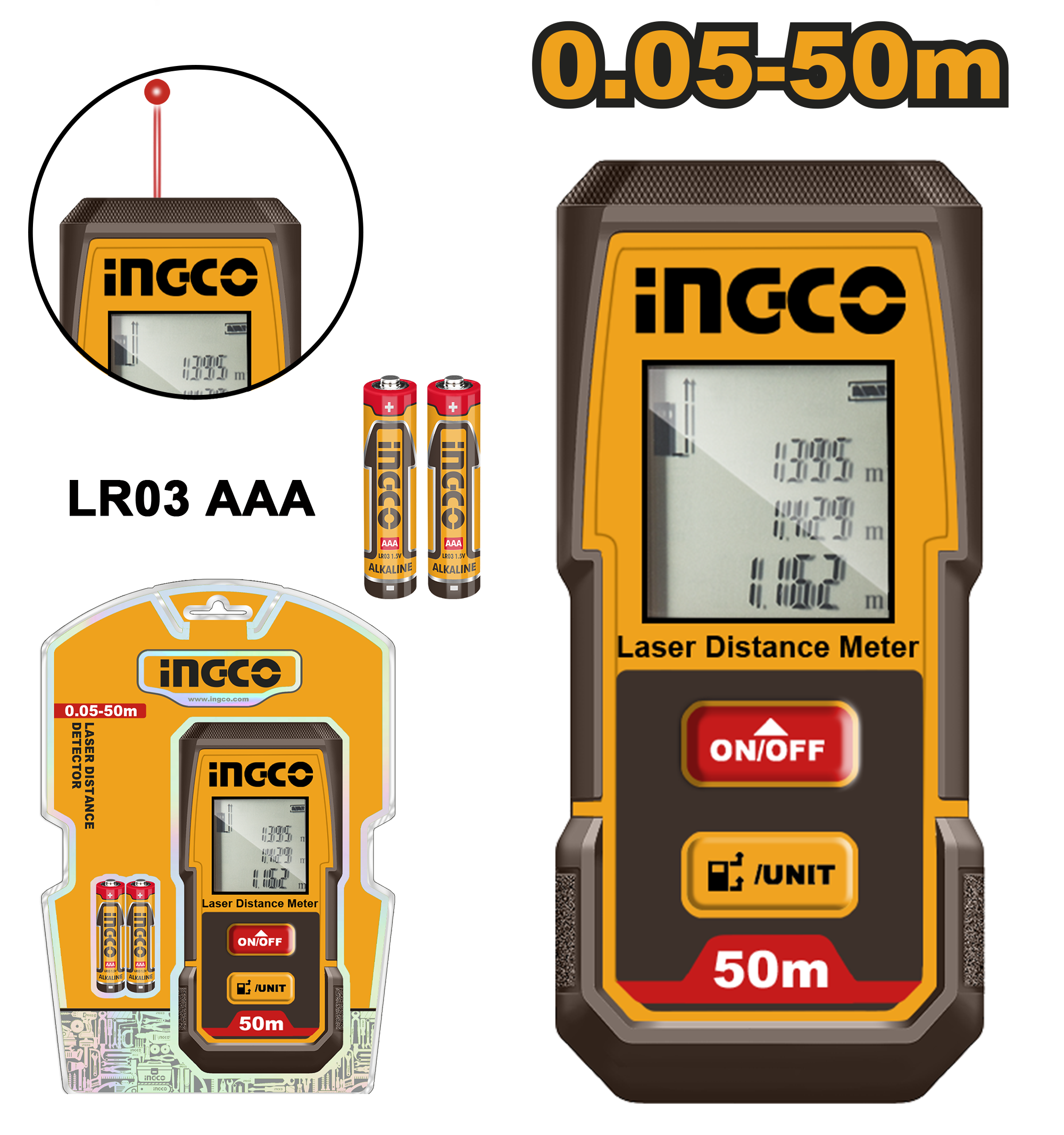 INGCO 0.05-50M Laser Distance Detector - HLDD0508 Main image