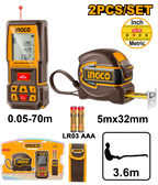 INGCO 2 PCs Set Laser Distance Detector Combo Kit - HLDD241201