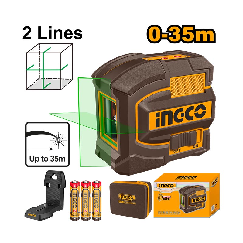 INGCO 2 Lines, 0-35M Self-Leveling Line Laser - HLL156601
