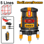 INGCO 5 Lines Self-Leveling Line Laser (Red Laser Beams) - HLL306505