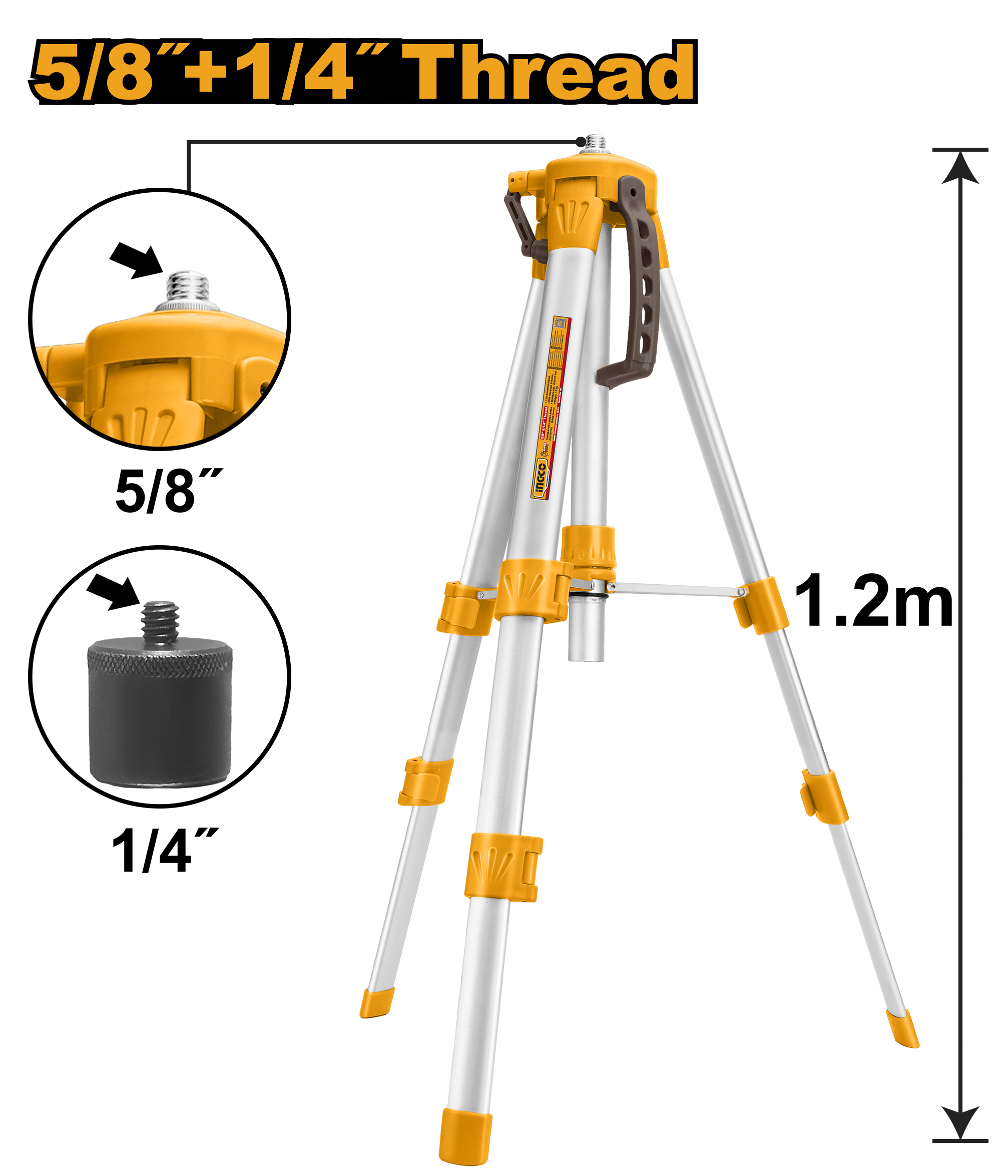 INGCO 5/8 + 1/4 Tripods for Laser Levels - HLLT01152