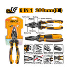 INGCO 200MM (8") 8-in-1 Multi-Function Combination Pliers - HMFCP28200
