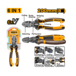 INGCO 200MM (8") 6-in-1 Multi-Function Diagonal Cutting Pliers - HMFDCP28200