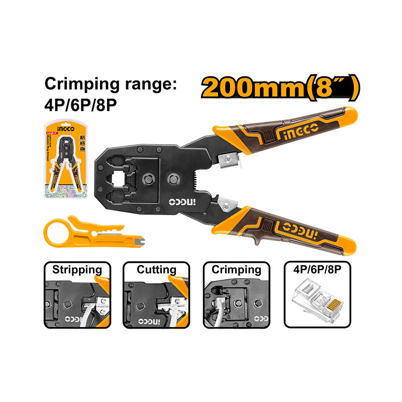 INGCO 200MM (8") Modular Plug Crimper - HMPC1468P