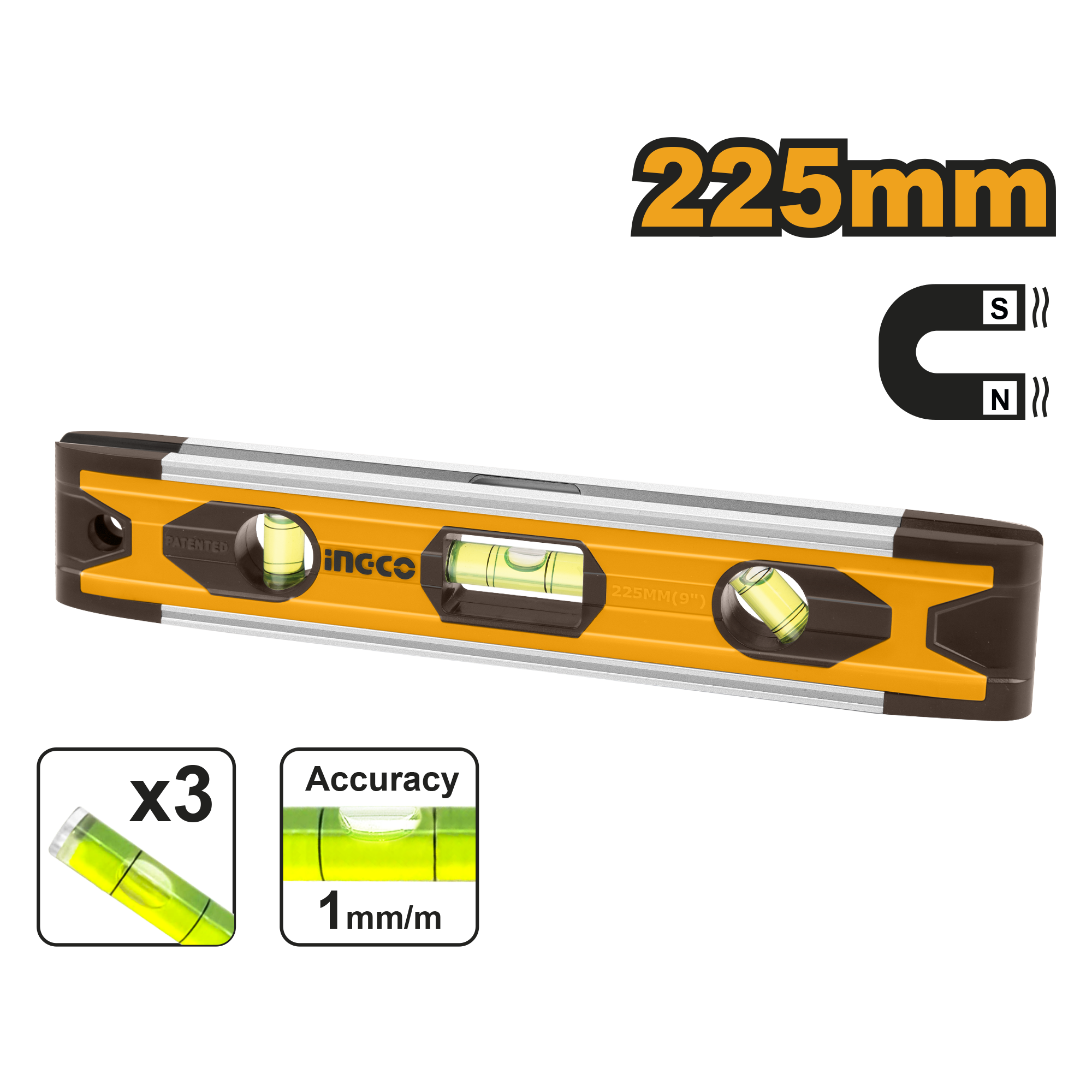 INGCO 225MM Mini Spirit Level - HMSL01030