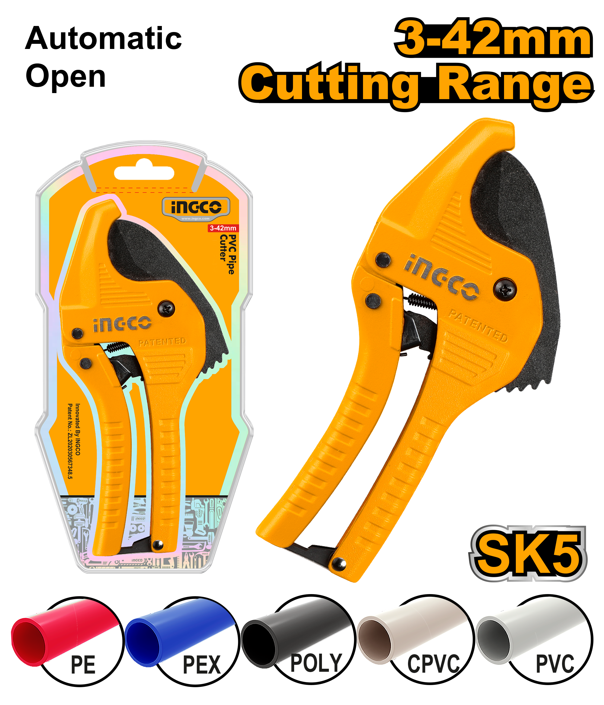 INGCO 3-42MM PVC Pipe Cutter - HPCS05428 Main image
