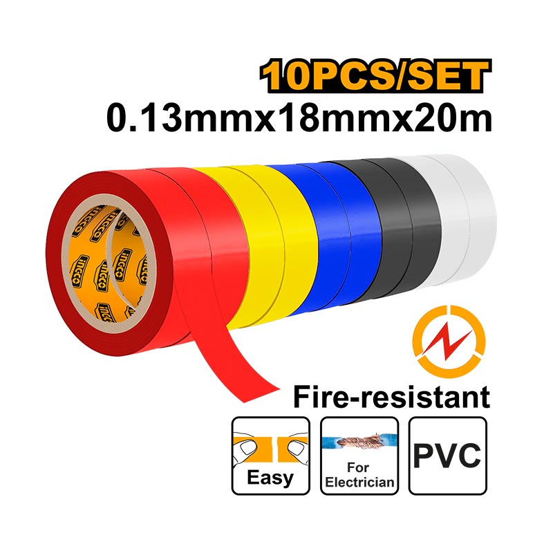 INGCO 0.13MMx18Mx20MM 10 PCs Set PVC Insulating Tape - HPET1013