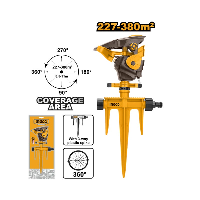 INGCO 227-380M² Plastic Auto Gear Sprinkler - HPS13601
