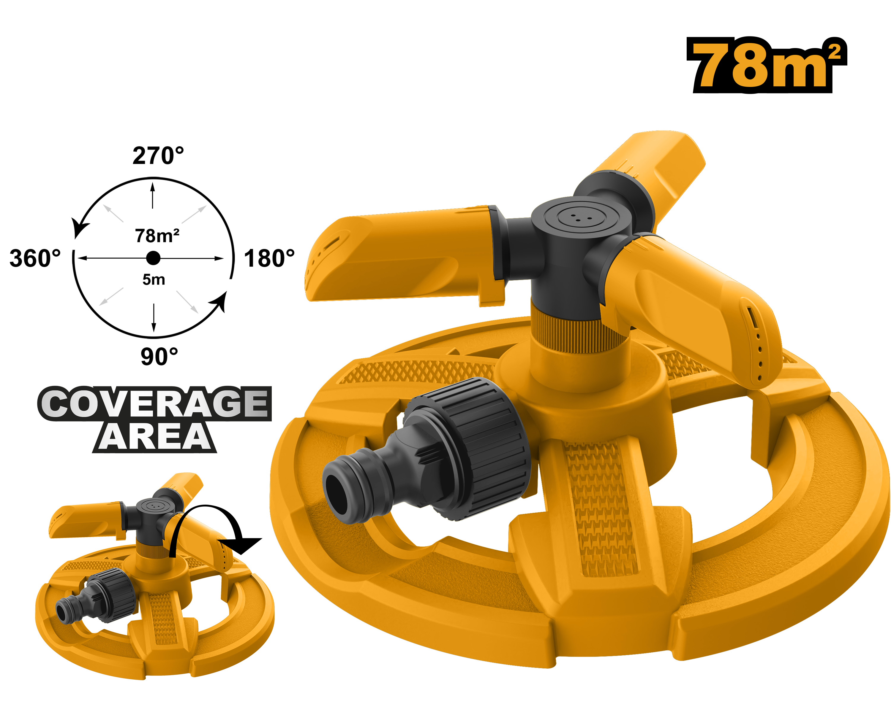 INGCO 78M² Plastic 3 Arm Rotatory Sprinkler - HPS23602 Main image