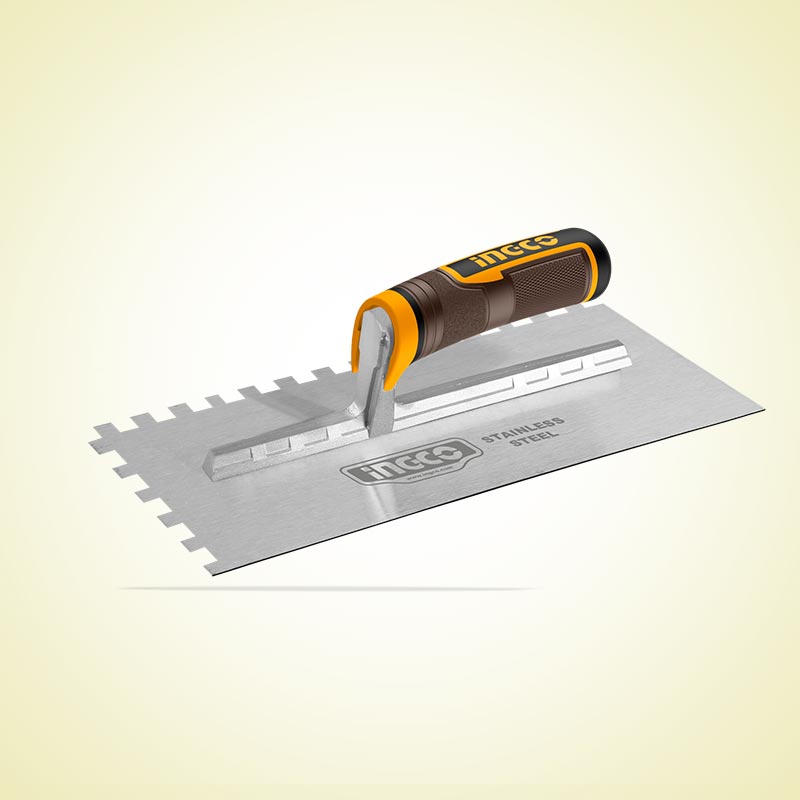 INGCO 280x130MM Plastering Trowel with 10x10MM Teeth- Stainless Steel - HPTT28138