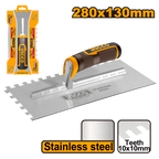 INGCO 280x130MM Plastering Trowel with 10x10MM Teeth- Stainless Steel - HPTT28138