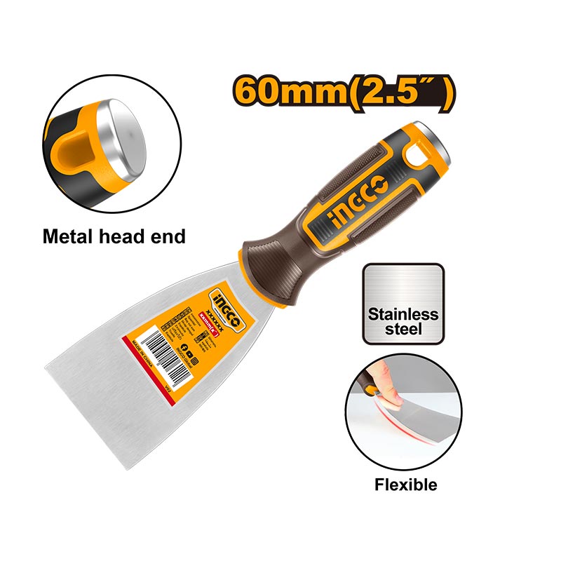 INGCO Metal Head End, Flexible 60MM (2.5") Putty Trowel - HPUT08060