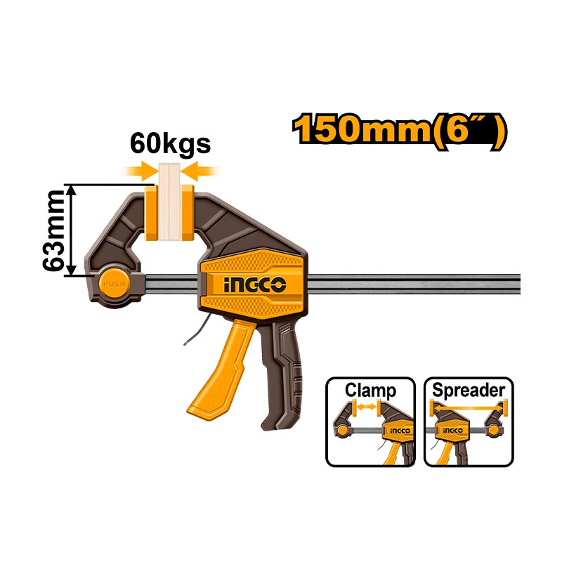 INGCO 150MM 6" Quick Bar Clamp - HQBC01601