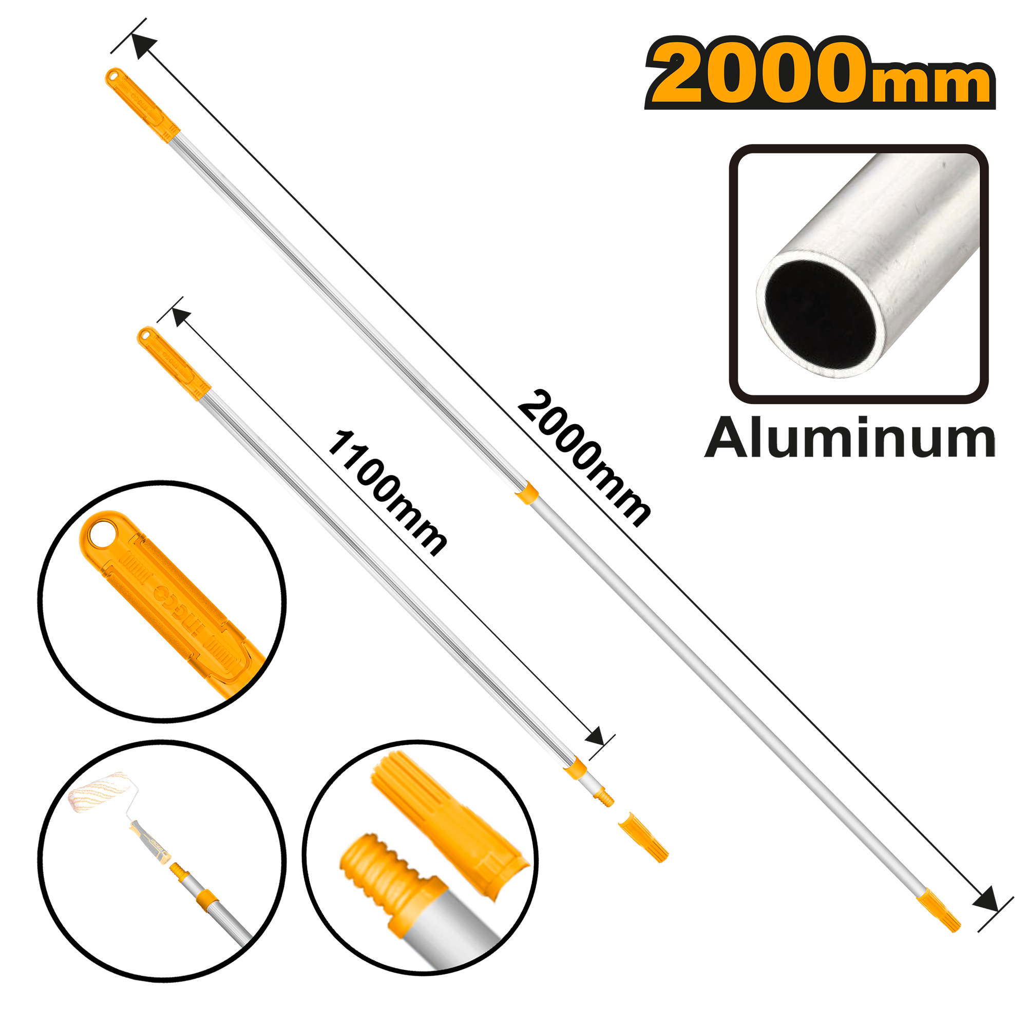 INGCO 2000MM Telescopic Rod - Aluminum - HRCEP0201