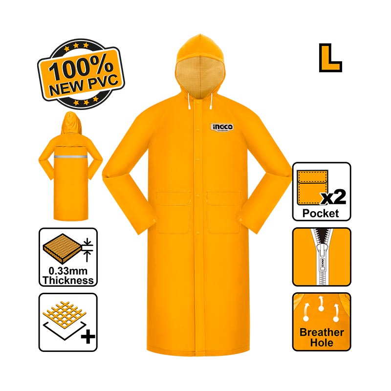 INGCO 100% New PVC Raincoat - HRCTL031.L, XXL