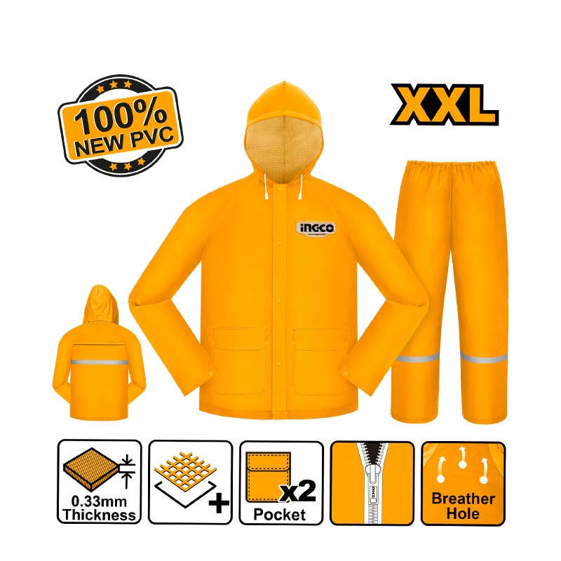 INGCO 100% New PVC Rain Suit - HRCTSKT031.M, L, XL, XXL, XXXL