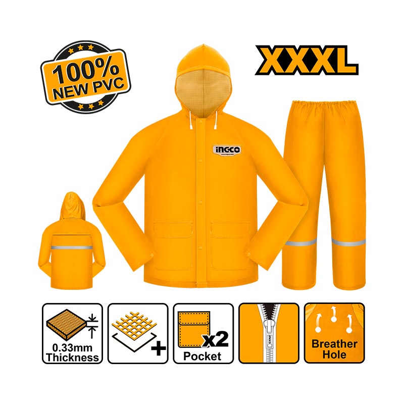 INGCO 100% New PVC Rain Suit - HRCTSKT031.M, L, XL, XXL, XXXL