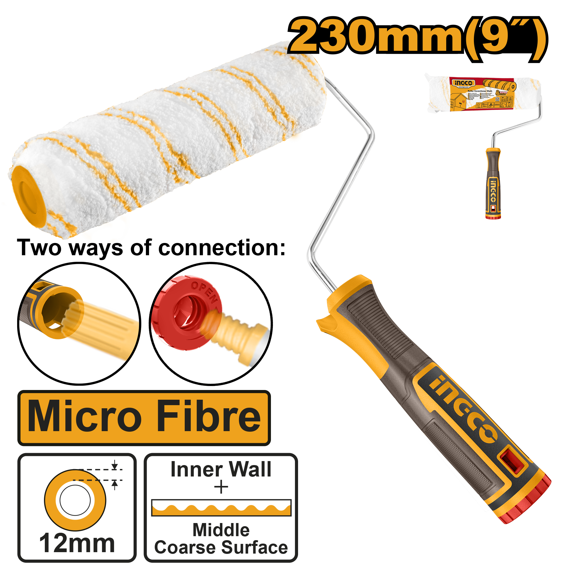 INGCO Micro Fibre 230M (9") Cylinder Brush (Inner Wall) - HRHT042301D Main image