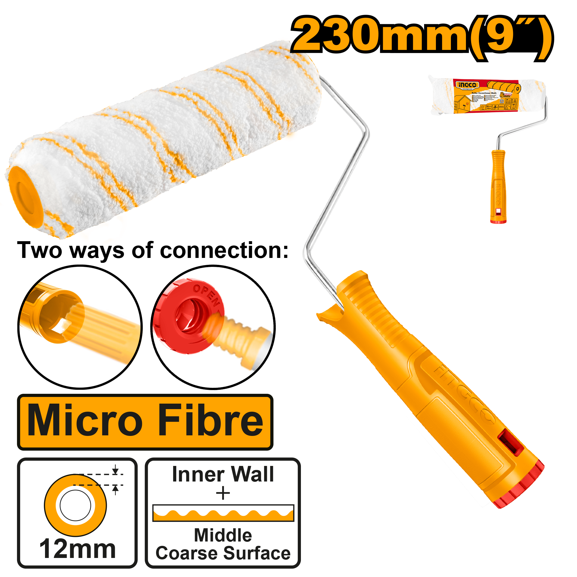 INGCO Micro Fibre 230MM (9") Cylinder Brush (Inner Wall) - HRHT282302 Main image