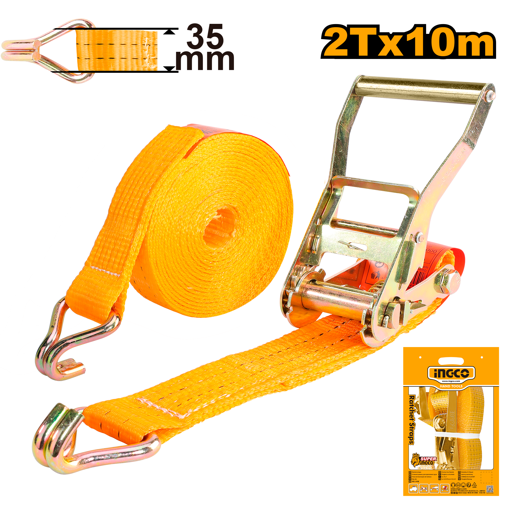 INGCO 35MM Width, 2Tx10M Ratchet Straps - HRSP2101 Main image