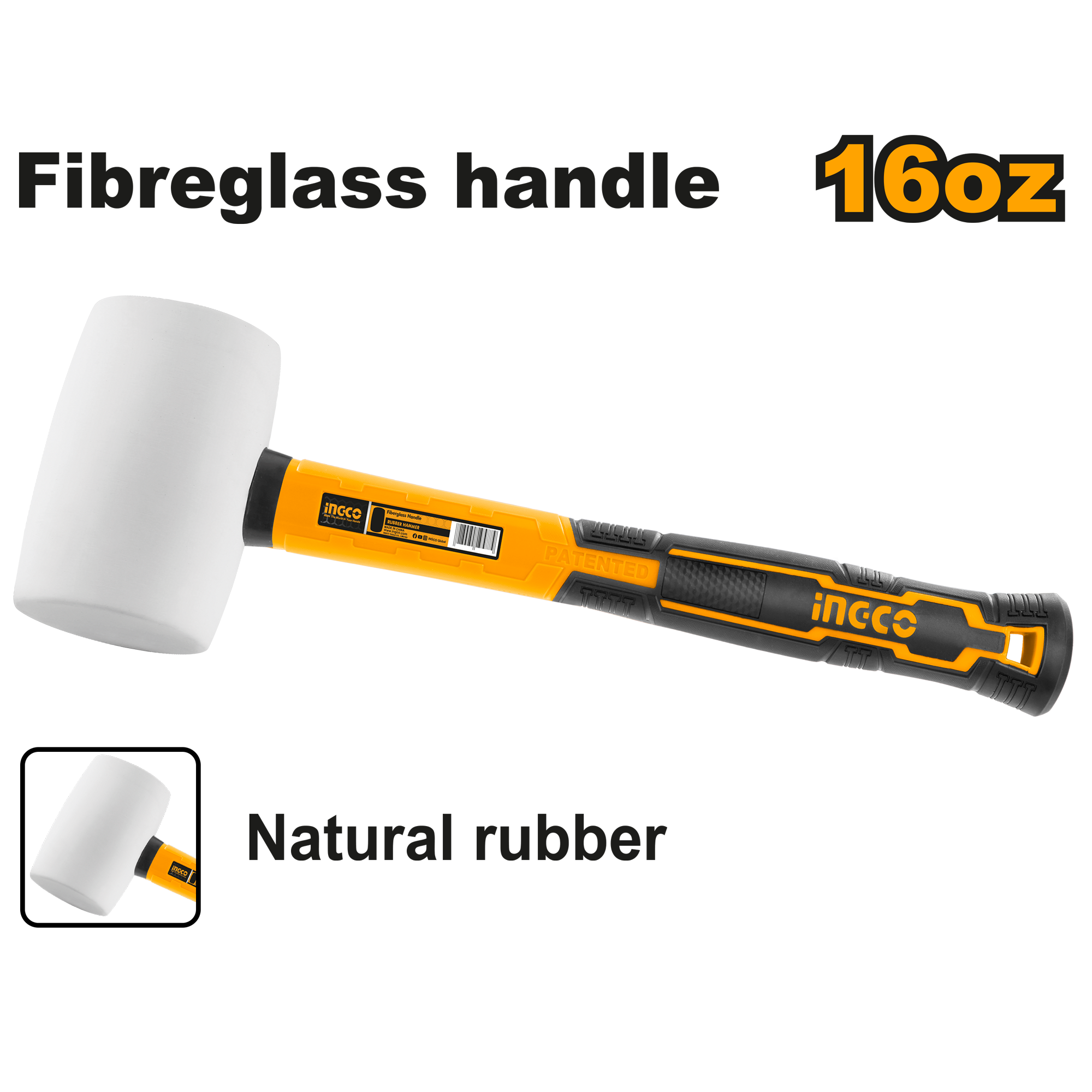 INGCO Rubber Hammer 16oz White - P6C24 - HRUH8316