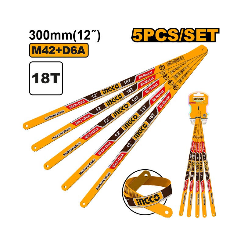 INGCO 5 PCs Bi-Metal Hacksaw Blade Set - HSBKT12185