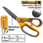 INGCO 210MM (8") Rubber Grip Long-Blade Scissors - HSCRS812108