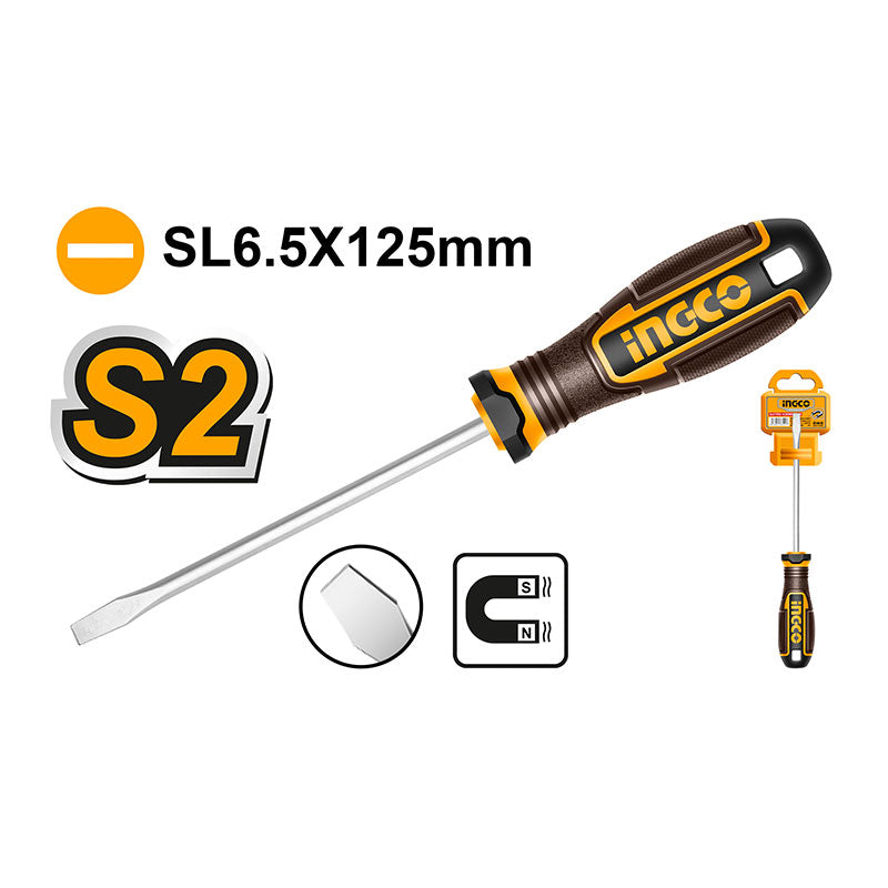 INGCO 6.5x125MM Slotted Screwdriver - HSDSL6125