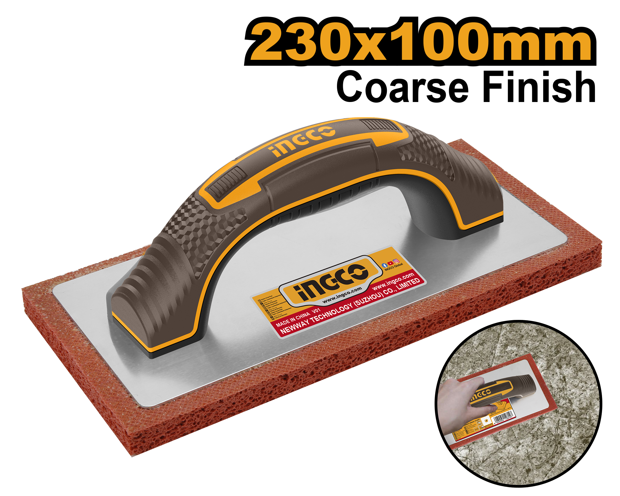 INGCO 230x100MM Fine Rubber Float with Coarse Finish - HSFR24008 Main image