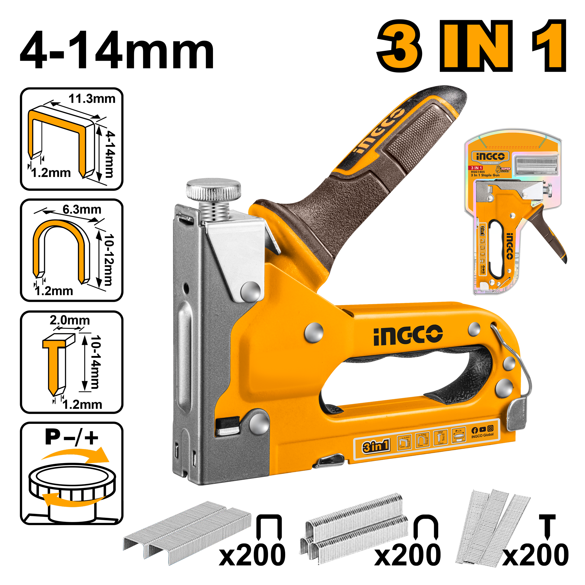 INGCO 3 In 1 Staple Gun - HSG1405