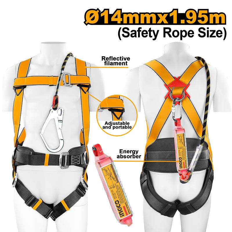 INGCO Safety Rope Size, 14MMx1.95M Safety Harness - HSH501420