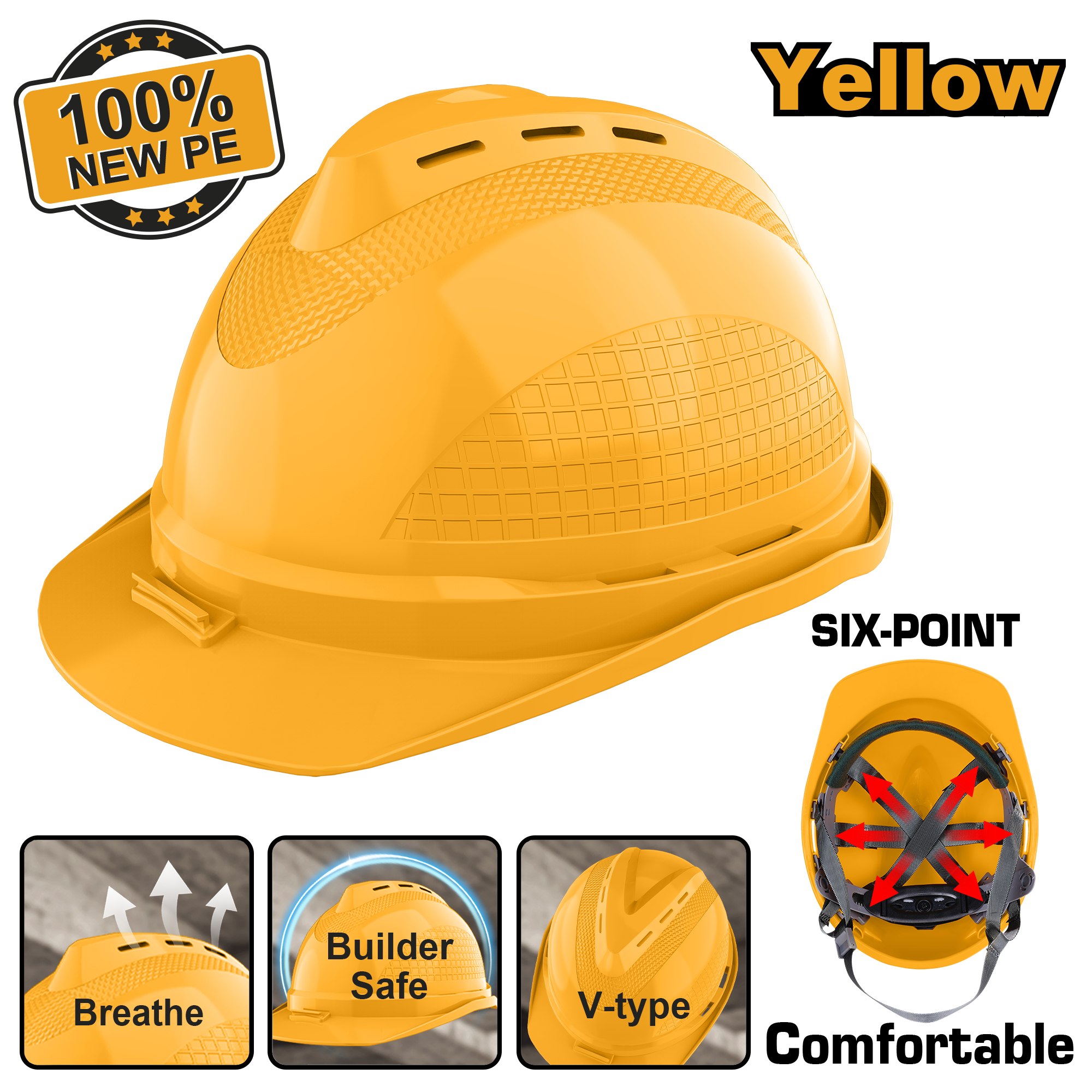 INGCO Comfortable, Six-Point Safety Helmet - HSH801, HSH802 & HSH804 Main image