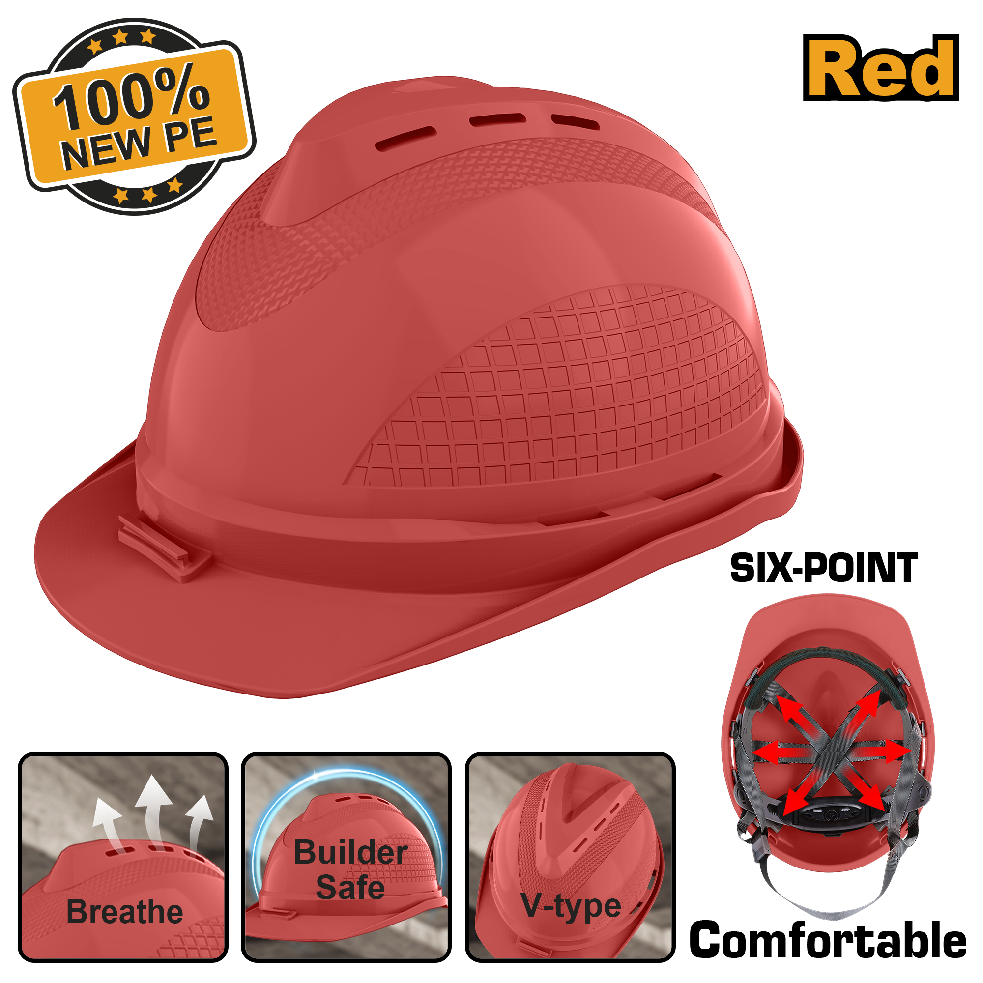 INGCO Comfortable, Six-Point Safety Helmet - HSH801, HSH802 & HSH804