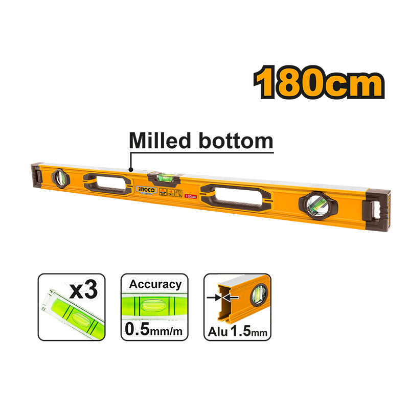 INGCO 180CM Milled Bottom Spirit Level - HSL08180