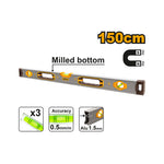 INGCO 150CM Milled Bottom Spirit level with Powerful Magnets - HSL38150M