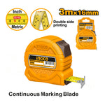 INGCO 3Mx16MM Continuous Marking Blade Steel Measuring Tape with Double Side Printing - HSMT39316