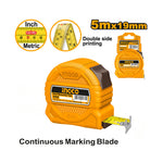 INGCO 5Mx19MM Continuous Marking Blade Steel Measuring Tape with Double Side Printing - HSMT39519