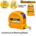 INGCO 5Mx19MM Continuous Marking Blade Steel Measuring Tape with Double Side Printing - HSMT39519