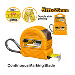 INGCO 5Mx25MM Continuous Marking Blade Steel Measuring Tape with Double Side Printing - HSMT39525