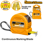 INGCO 5Mx25MM Continuous Marking Blade Steel Measuring Tape with Double Side Printing - HSMT39525