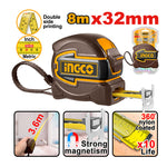 INGCO 8Mx32MM Strong Magnetism 360 Nylon Coated Steel Measuring Tape with Double Side Printing - HSMT80832