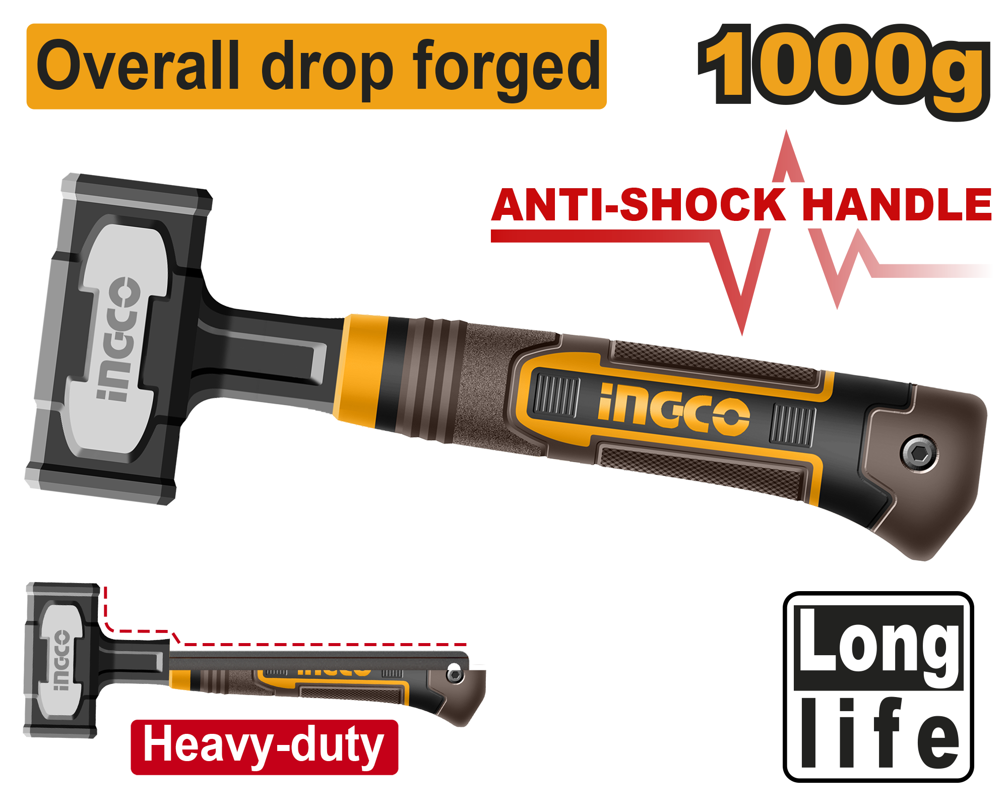 INGCO 1000g Stoning Hammer - HSTH81000L