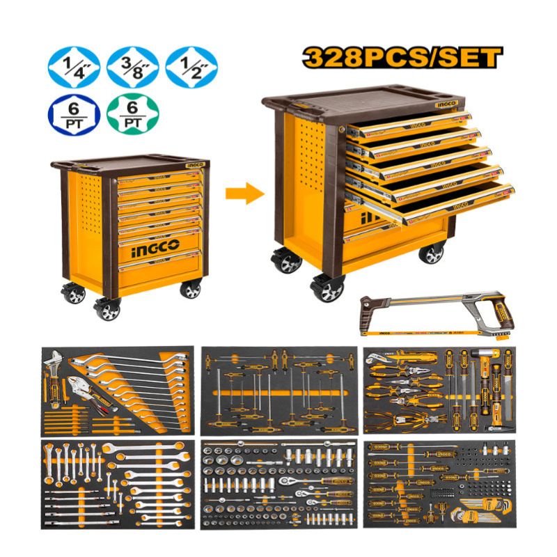 INGCO 328-Piece Tool Chest Set with 7 Drawers - HTCS273281