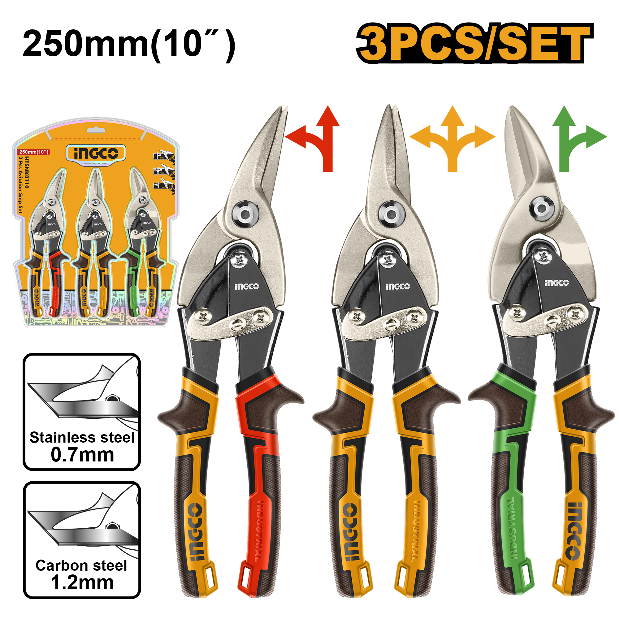 INGCO 250MM (10") 3 PCs Aviation Snip Set - HTSNK0110