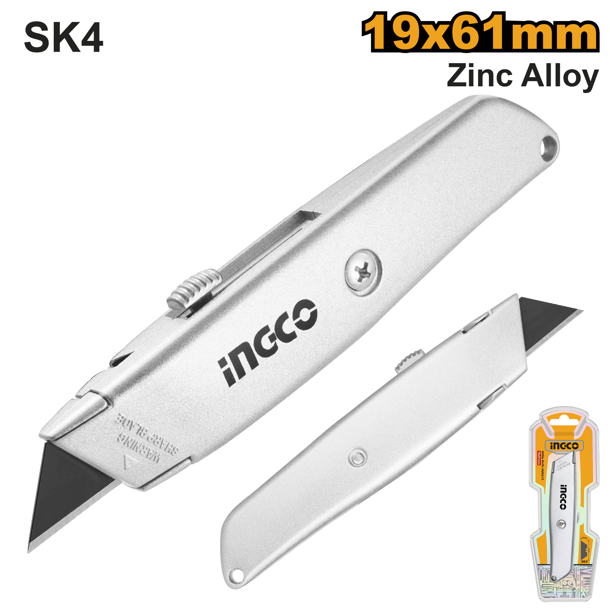 INGCO SK4 19x61MM Zinc Alloy Utility Knife - HUK615 Main image