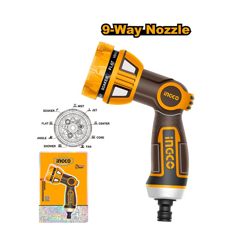 INGCO 9-Way Plastic Trigger Nozzle - HWSG6091