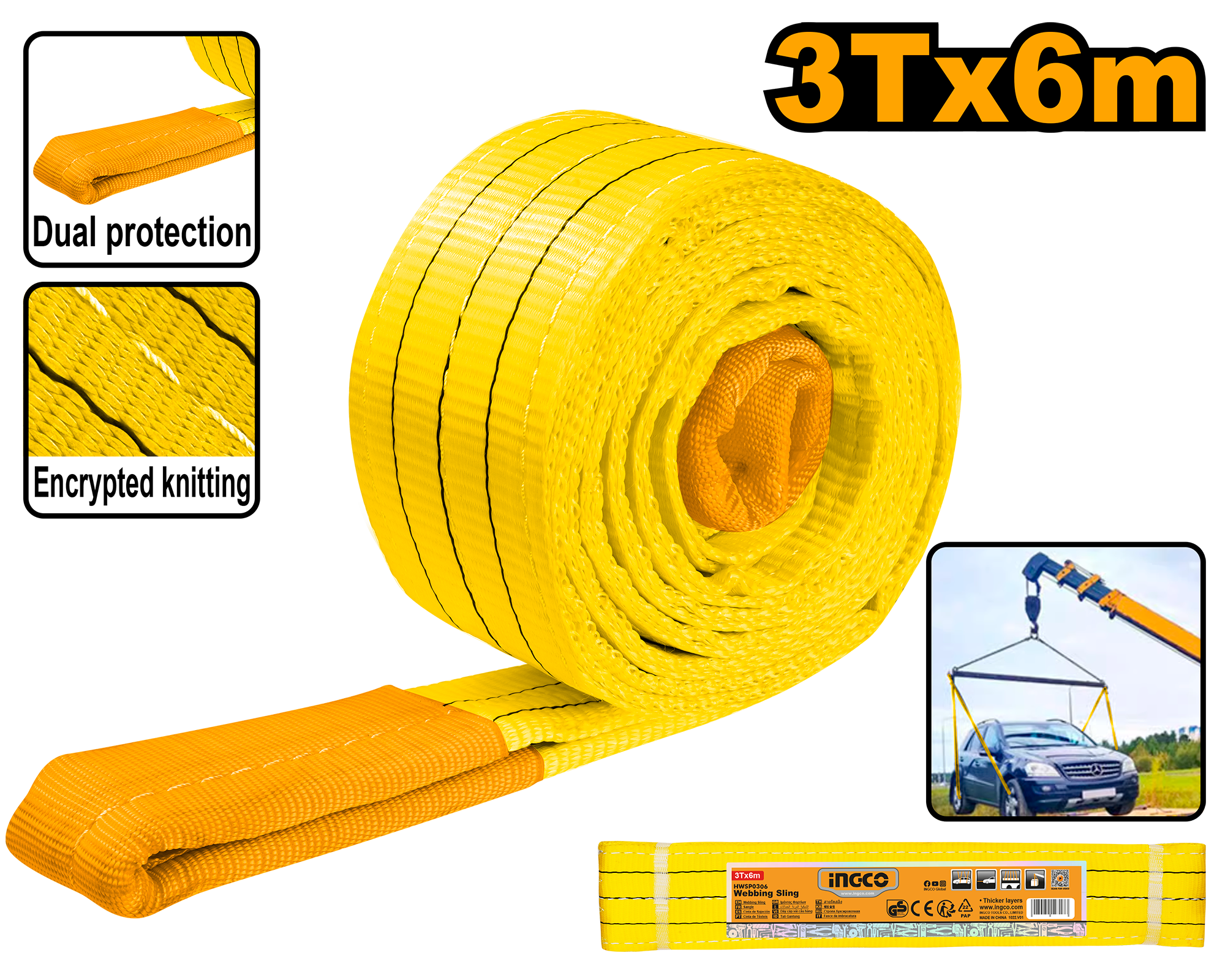 INGCO 50MM, 5Tx10M Webbing Sling - HWSP0306 Main image