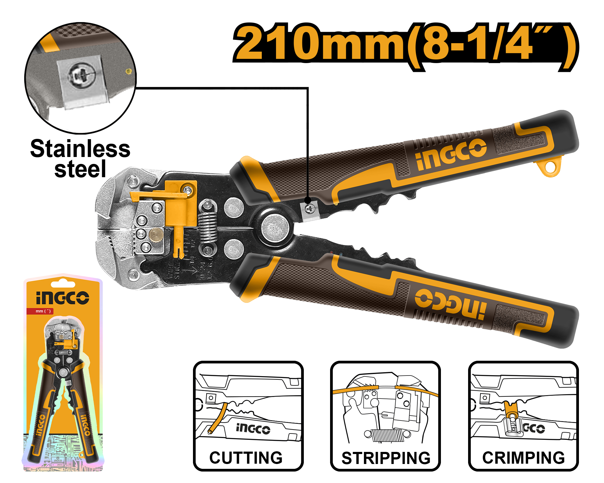 INGCO 210MM (8-1/4") Automatic Wire Stripper - HWSP102418 Main image