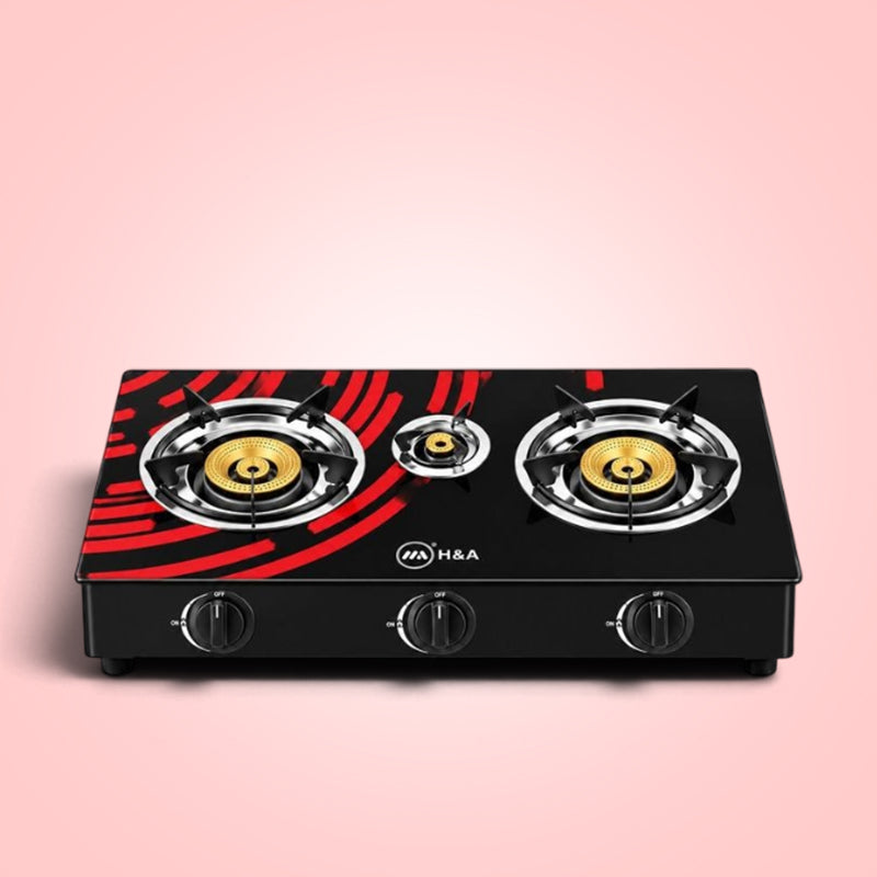 H&A Tabletop Glass Gas Stove -3 Burner
