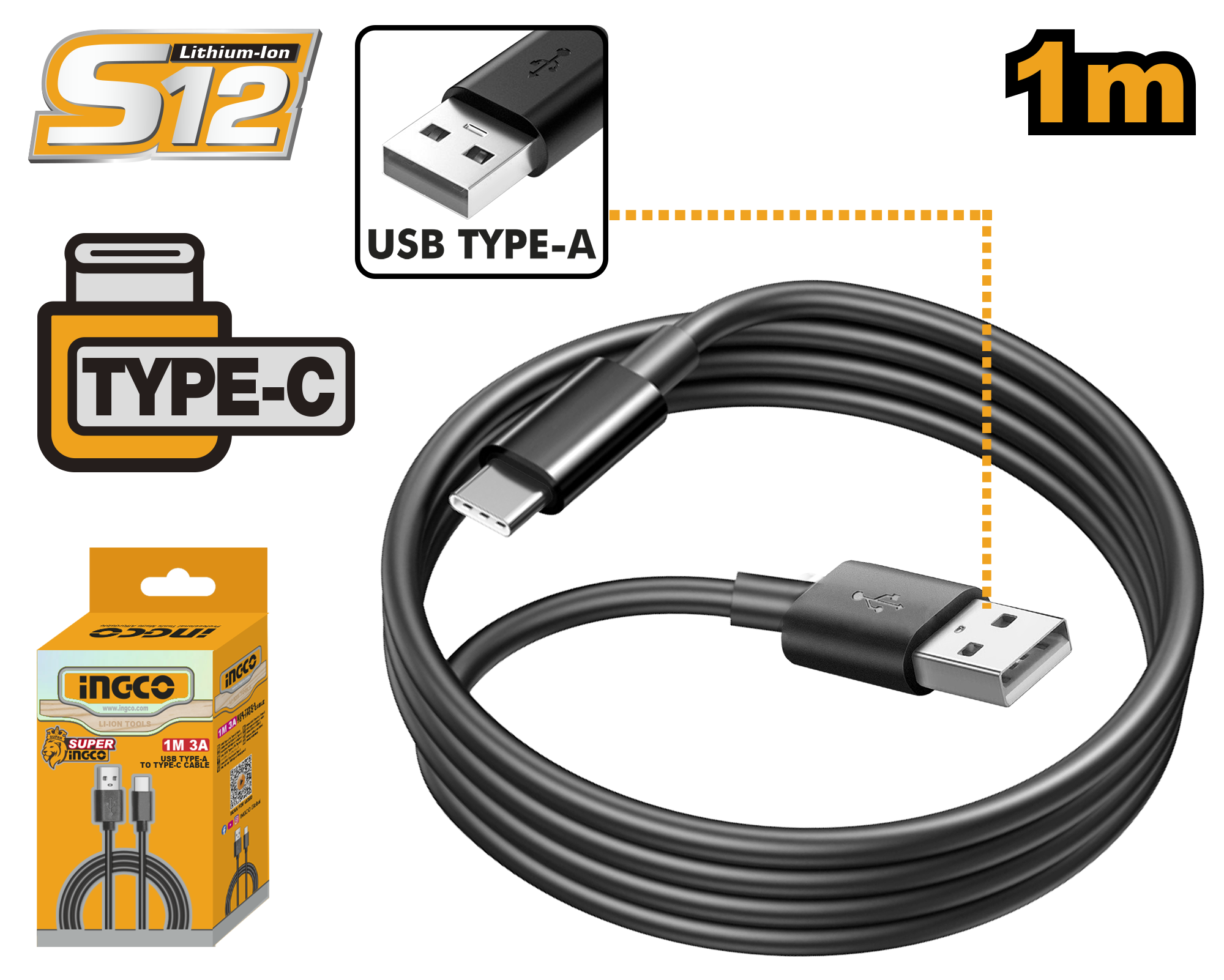 INGCO USB Type-A to Type-C cable  - IUCC01 Main image